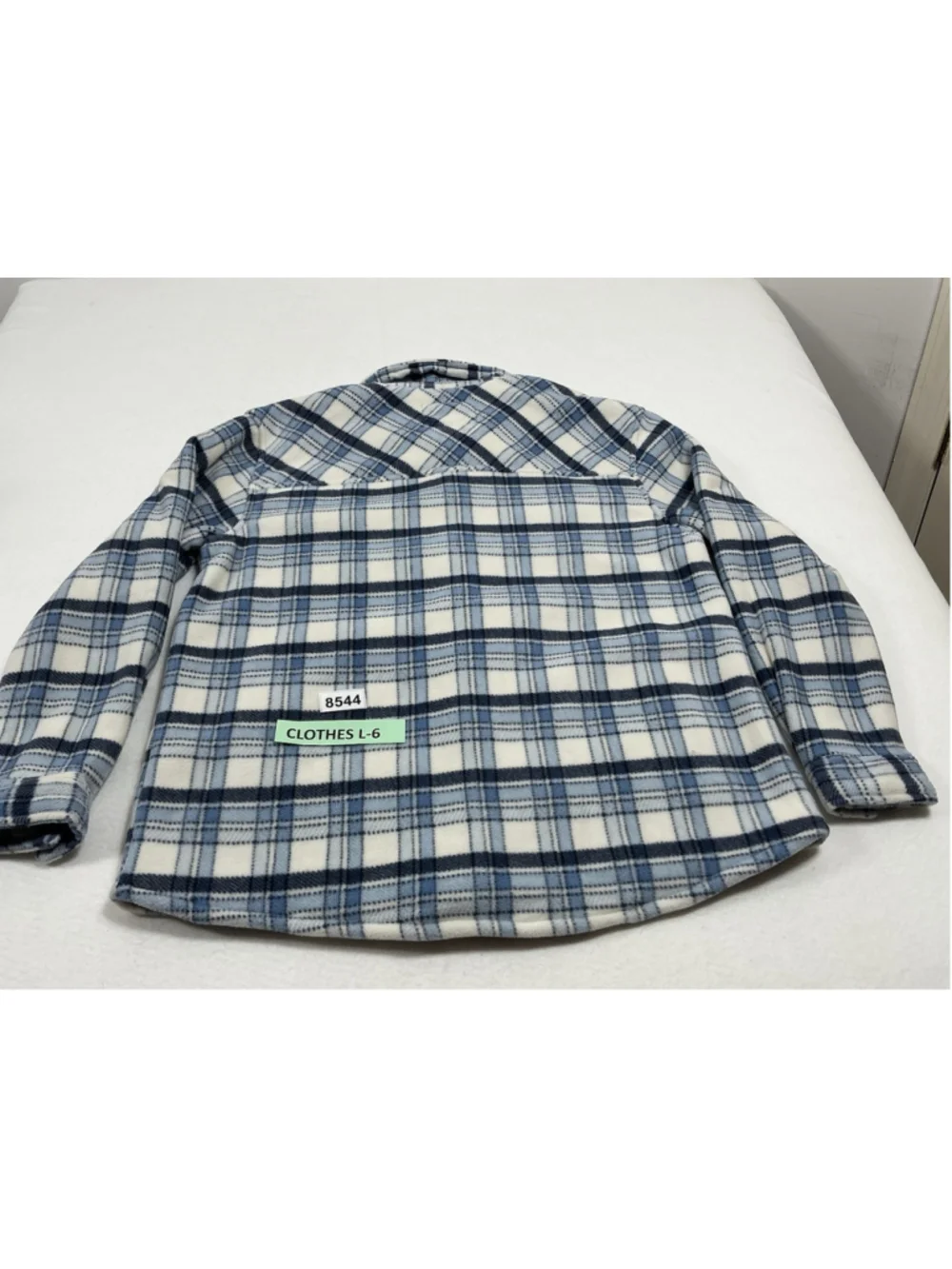 Womans NWT Condition Sage Lined Shirt Jacket Large Blue White Plaid